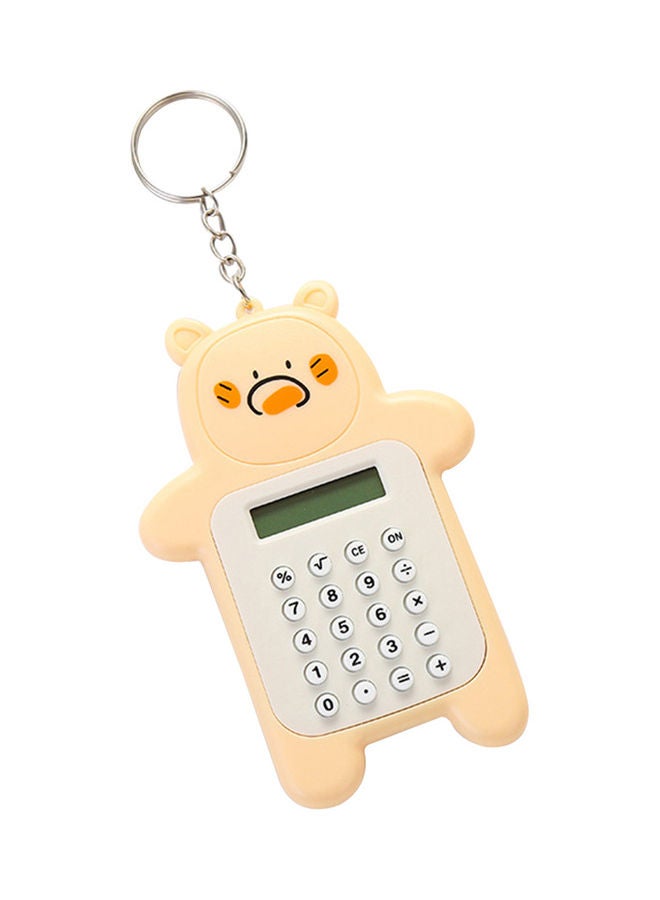Generic Mini Cute Cartoon Bear Calculator with Keychain Yellow 
