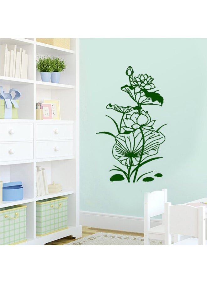 Lotus Leaf Flower Printed Wall Sticker Green 60x90cm 