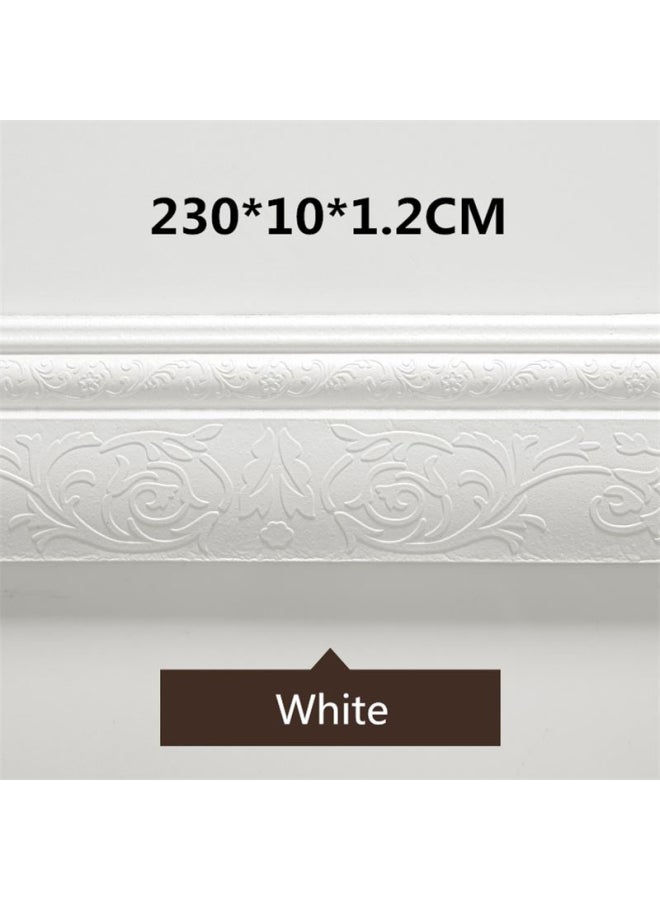 ملصق جداري بتصميم لشريط حافّة ثلاثي الأبعاد أبيض 230x10x1.2سم - Image 1