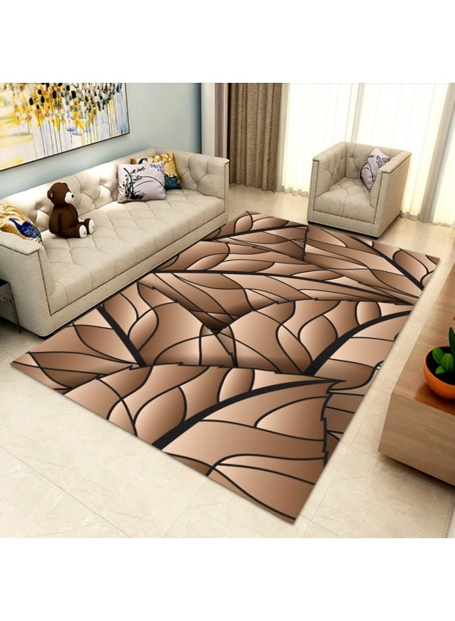 3D Print Rug Synthetic Fibre Brown 140 x 200cm  - Image 1