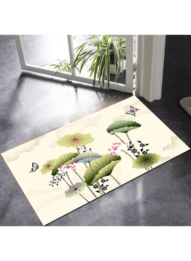 Lotus Print Living Room Bedside Floor Mat Multicolour 80 x 180cm - Image 2