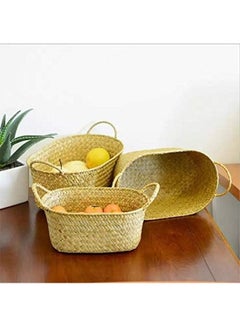 Generic Wicker Straw Woven Basket Brown 26x16x10cm  - Image 3