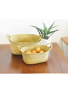 Generic Wicker Straw Woven Basket Brown 26x16x10cm  - Image 2
