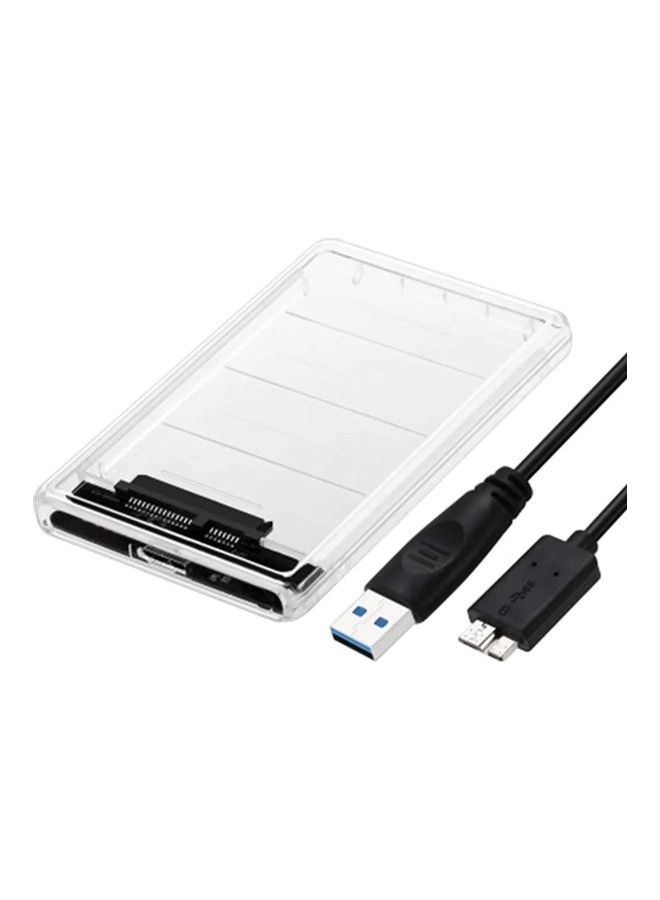 كيندكس علبة محرك أقراص صلبة خارجية بتصميم محمول مع حافظة مقاس 2.5 بوصة بضوء LED أزرق مع كابل بمنفذ USB3.0 إلى SATA شفاف - Image 2