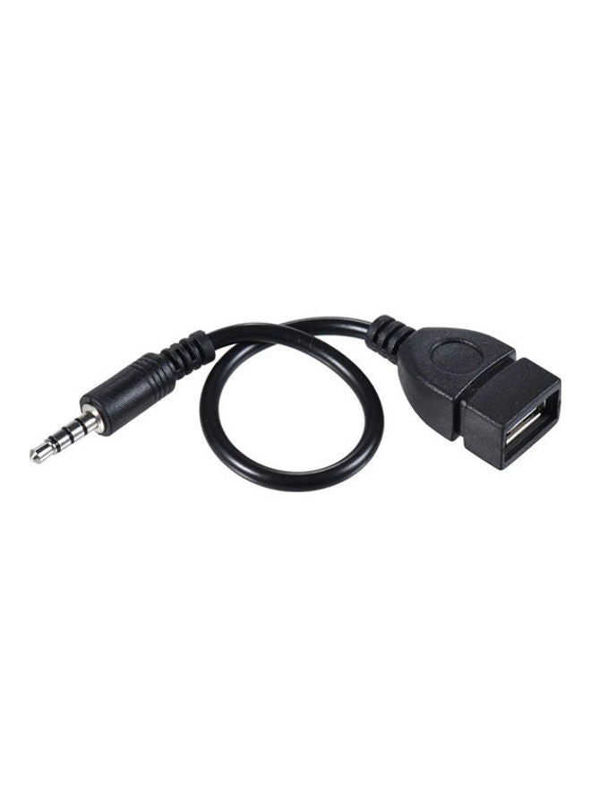 كيندكس - محول من منفذ USB 2.0 أنثى إلى كابل AUX ذكر مقاس 3.5 مم لمحول صوت السيارة أسود - Image 1
