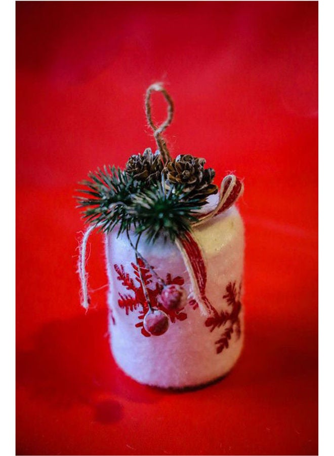 White Candle with Red Snowflake (box of 3 pieces) Multicolour