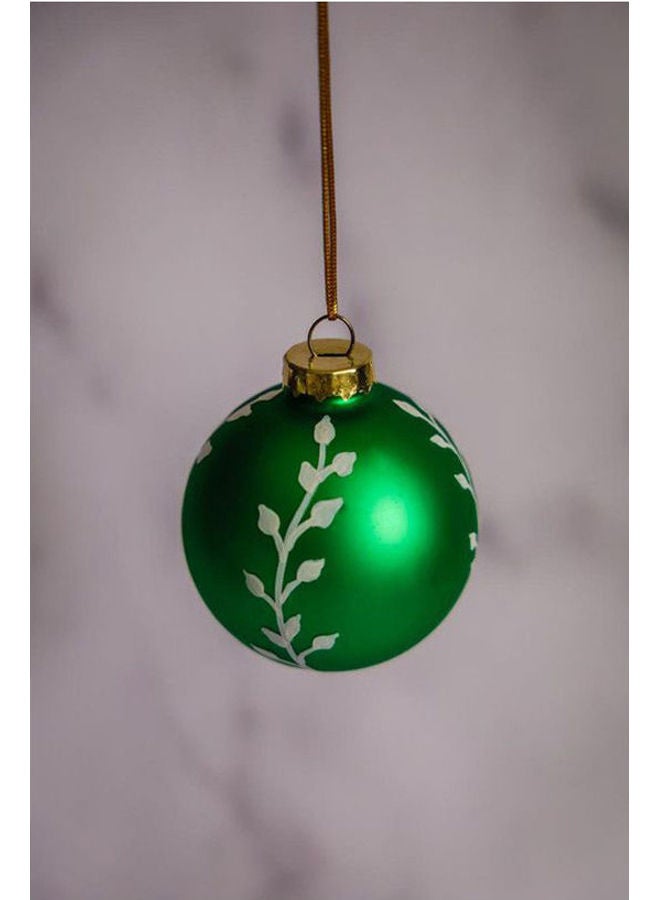 Christmas ball, green glass, small drawing -box of 6 Multicolour