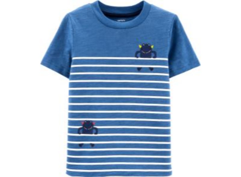 carter's Striped Monster Slub Jersey Tee Blue/White 