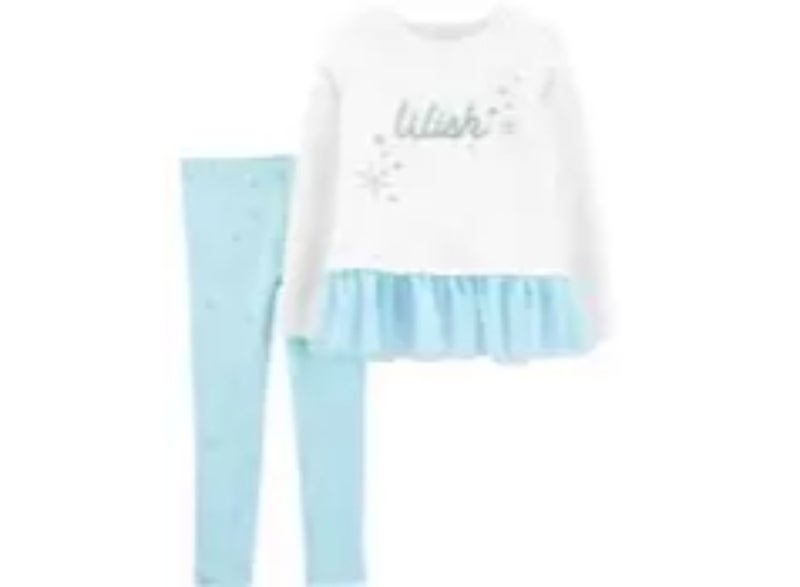 carter's 2-Piece Wish Peplum Top And Snowflake Legging Set White/Blue