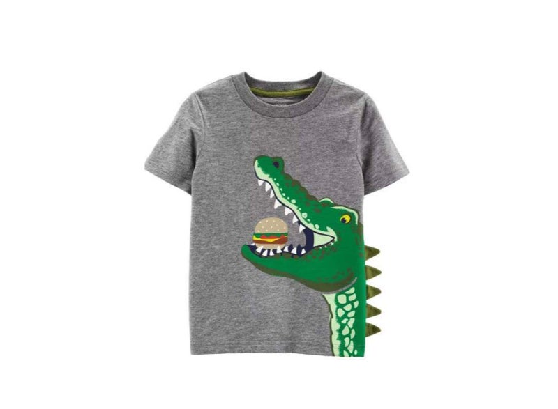 carter's Alligator Hamburger Slub Jersey Printed T-Shirt Grey/Green 