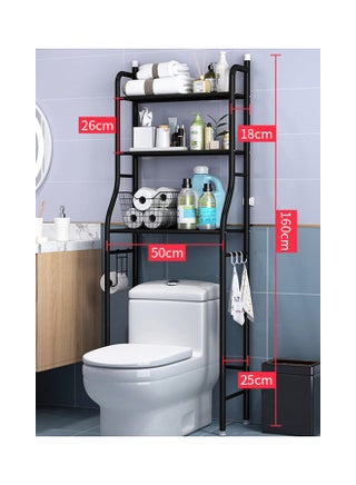 3 Shelf Towel Storage Rack Organizer Over The Toilet Bathroom Space Saver black 50 X 25 X 160cm - v1613883298/N44641056A_1