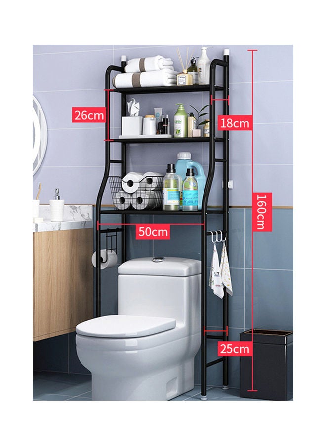 3 Shelf Towel Storage Rack Organizer Over The Toilet Bathroom Space Saver black 50 X 25 X 160cm