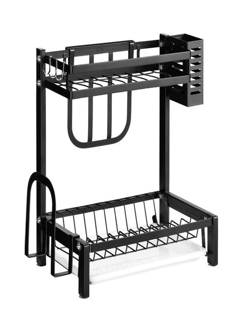 2-Tier Dish Drying Rack Black 35 x 22 x 40cm