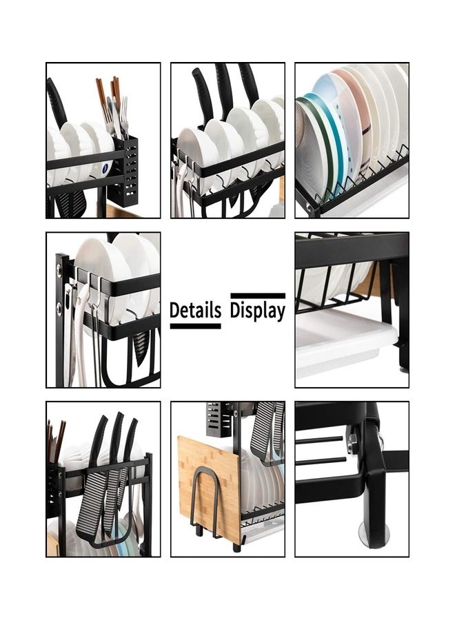 2-Tier Dish Drying Rack Black 35 x 22 x 40cm - Image 4