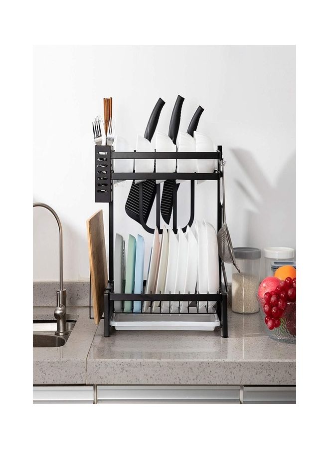 2-Tier Dish Drying Rack Black 35 x 22 x 40cm - Image 5