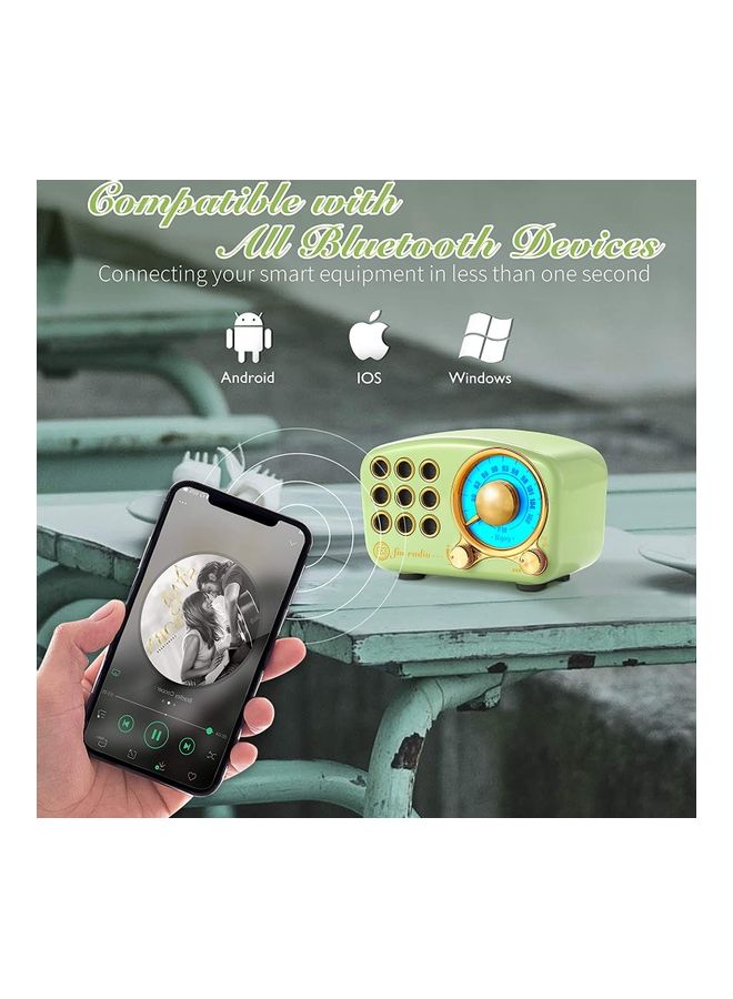 جراديو مكبر صوت كلاسيكي مزود براديو FM أخضر - Image 3