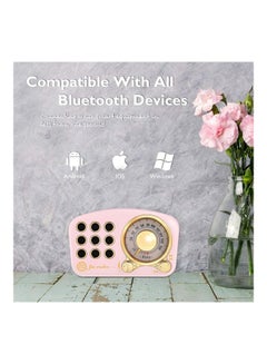 Greadio Vintage FM Radio Retro Speaker Pink  - Image 3