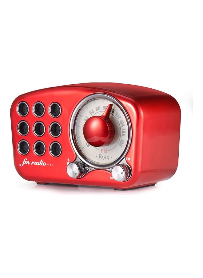 جراديو مكبر صوت كلاسيكي مزود براديو FM أحمر - Image 1