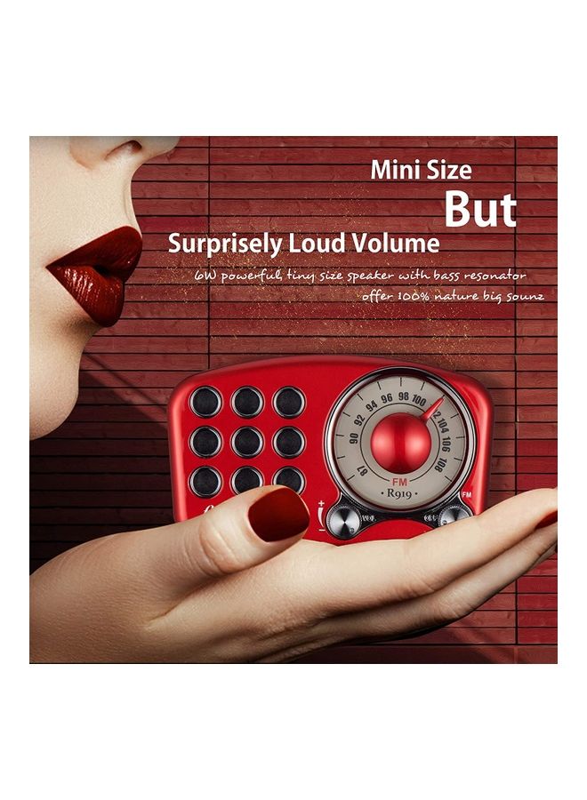 جراديو مكبر صوت كلاسيكي مزود براديو FM أحمر - Image 2