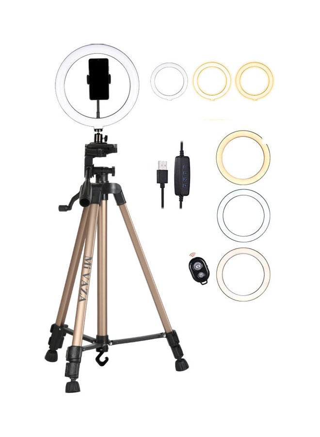 LED Ring Light With Adjustable Stand Silver/Black/Yellow - Image 1