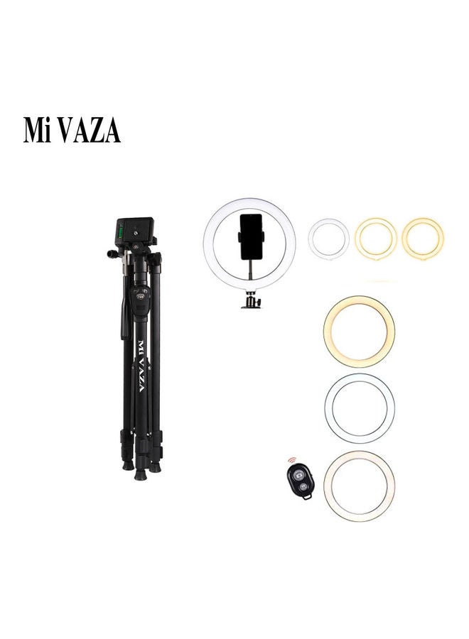 حلقة إضاءة LED قابلة للتعتيم مقاس 10 بوصة مع حامل ثلاثي القوائم أسود - Image 2