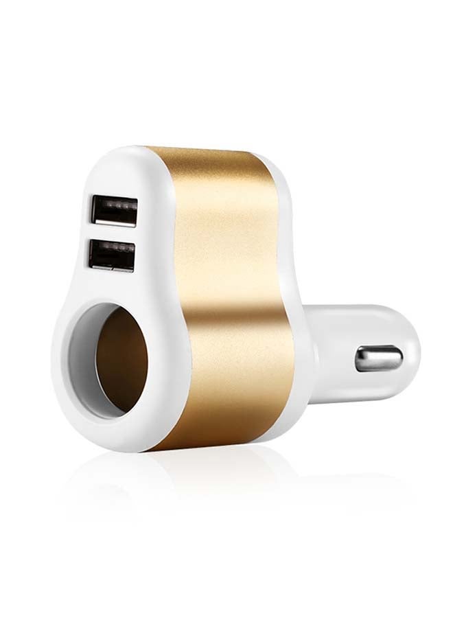 JOYROOM 3 in 1 USB Port Quick Charger And 120W Car Cigarette Lighter White & Gold - Image 2