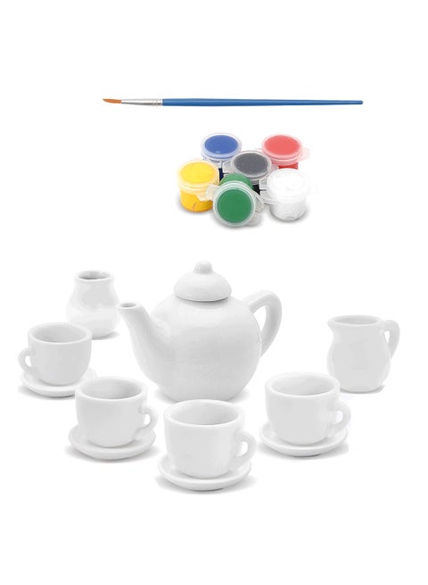 14-Piece Diy Painting Ceramic Tea Early Education Art And Craft Development Toy Set
