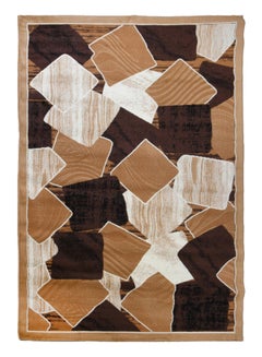 MERINOS Hanan Collection Contemporary Printed Carpet Combination Beige/Dark Brown/White  - Image 1