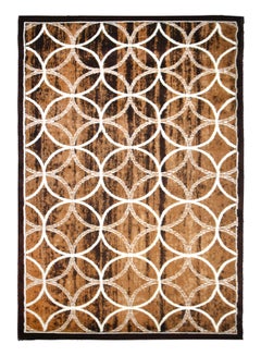 MERINOS Hanan Collection Modern Contemporary Carpet Combination Chocolate Brown/White  - Image 1