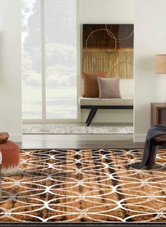 MERINOS Hanan Collection Modern Contemporary Carpet Combination Chocolate Brown/White  - Image 2