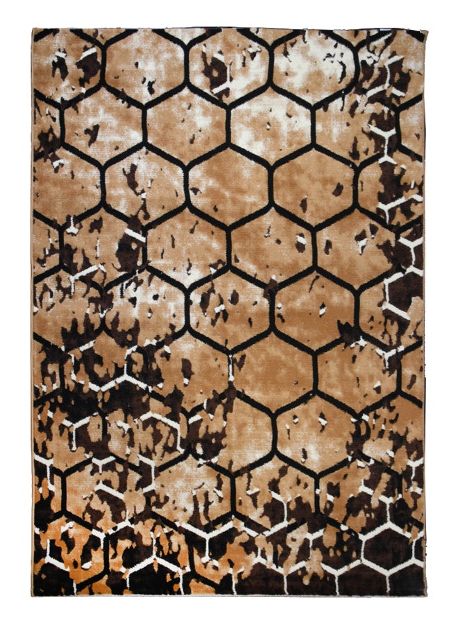 ميرينوس سجادة من تشكيلة حنان بطبعة معاصرة من نسيج مختلط بني/أبيض/أسود - Image 1