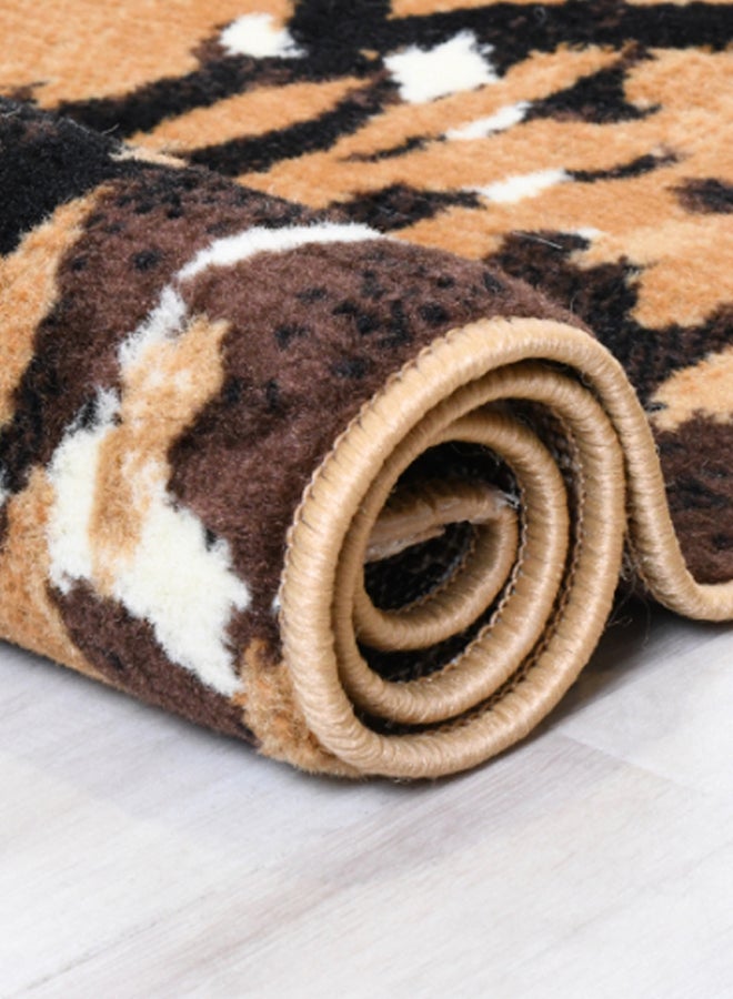 ميرينوس سجادة من تشكيلة حنان بطبعة معاصرة من نسيج مختلط بني/أبيض/أسود - Image 3