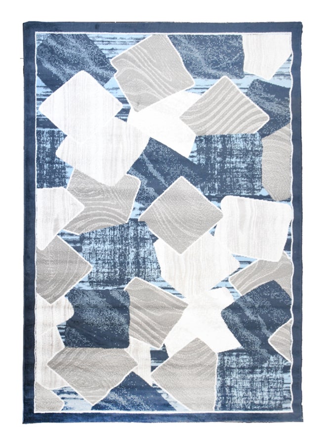 ميرينوس سجادة من تشكيلة حنان بطبعة معاصرة من نسيج مختلط أزرق داكن/ رمادي/ أبيض - Image 1