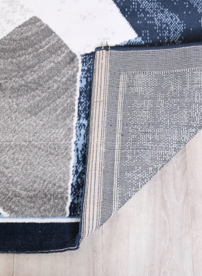 ميرينوس سجادة من تشكيلة حنان بطبعة معاصرة من نسيج مختلط أزرق داكن/ رمادي/ أبيض - Image 4
