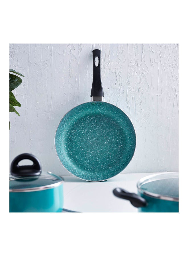 Home Box 5-Piece Non-Stick Coating Aluminium Sturday And Strong Material Kitchen Cookware Set Includes 1 Casserole With 1 Lid 24cm, 1 Frying Pan 24cm, 1 Saucepan with 1 Lid 16cm Blue/Black 16cm  - Image 3