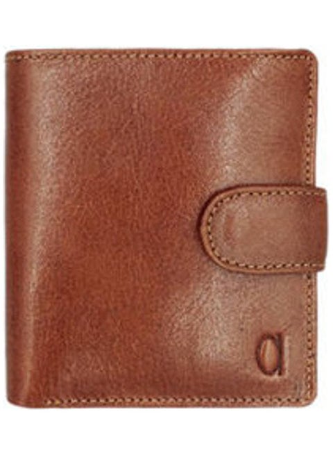 Bifold Wallet With Button Clasp Brown
