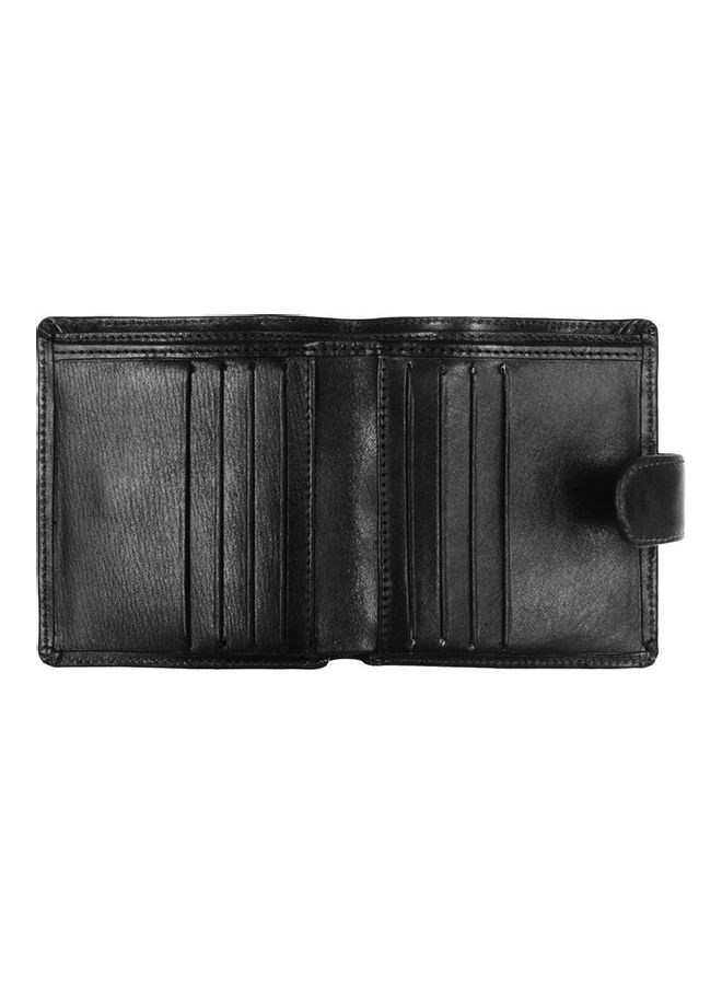 ألفا للمصنوعات الجلدية محفظة ثنائية الطي مع زر ضغط للإغلاق أسود - Image 2