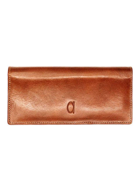 محفظة رفيعة بغطاء قلاب بني