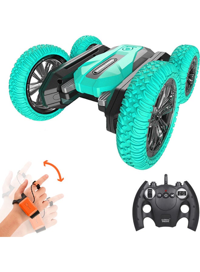 GD99 RC Stunt Car for Kids Boys 2.4G 360° Rotation Double-sided Driving with LED Light and Music RC Car RC Crawler Christmas Gift for Kids Blue 27x9.5x17.5cm - Image 1