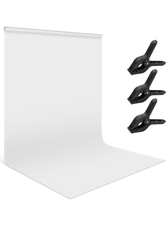 ستارةٌ خلفية للتصوير الفوتوجرافي قابلة للغسل من البوليستر والقطن مع 3 مشابك خلفية أبيض - Image 1