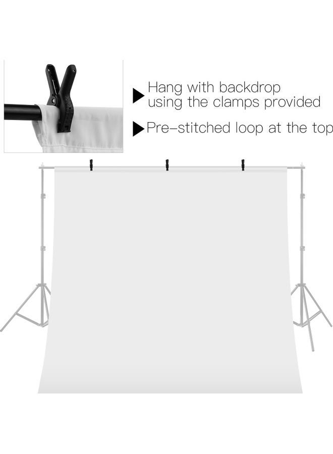 ستارةٌ خلفية للتصوير الفوتوجرافي قابلة للغسل من البوليستر والقطن مع 3 مشابك خلفية أبيض - Image 4