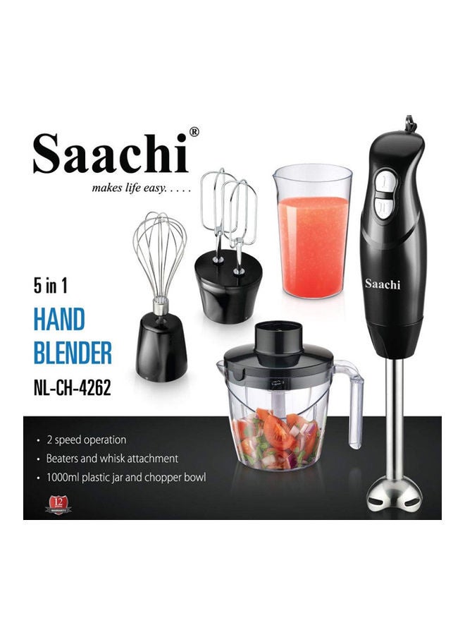 Saachi - Multi-Purpose 5 In 1 Hand Blender With Jar NL-CH-4262 Black - Image 1