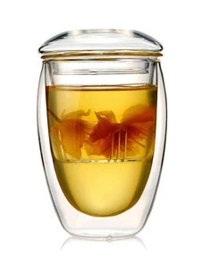 Thermos Double Glass With Cover And Inner Filter Cup Clear