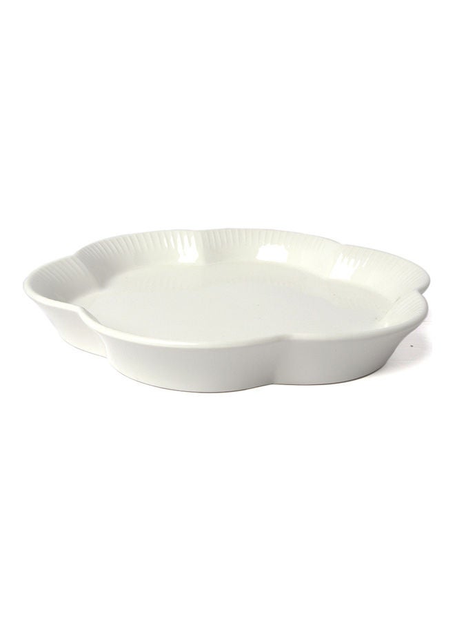 Squalo Rose Shaped Elegant Serving Flat Plate White 20.3cm - Image 1