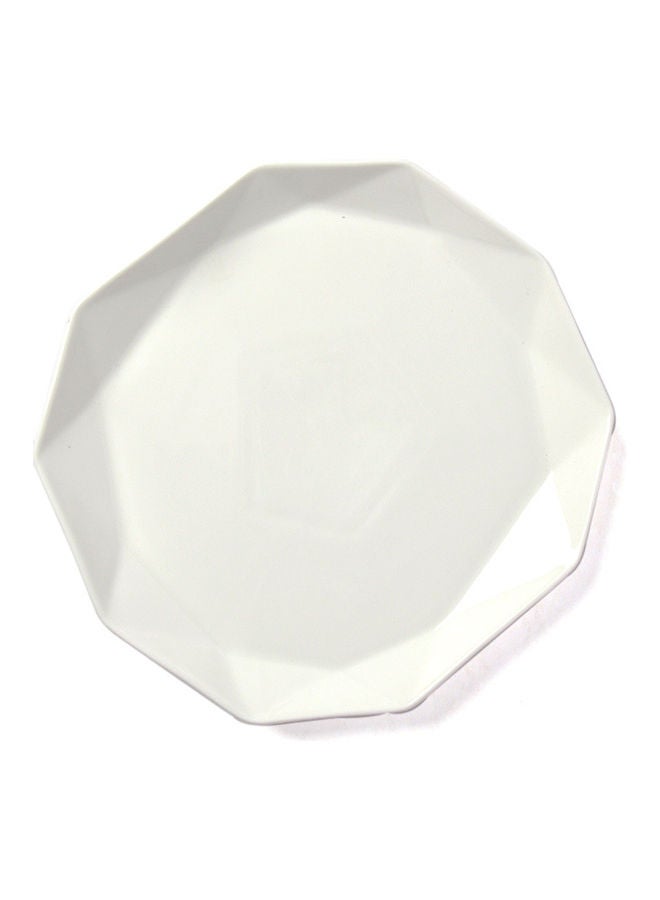 Squalo Elegant Porcelain Serving Round Plate With Ribbed Edges White 25cm - Image 1