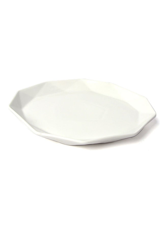 Squalo Elegant Porcelain Serving Round Plate With Ribbed Edges White 25cm - Image 2