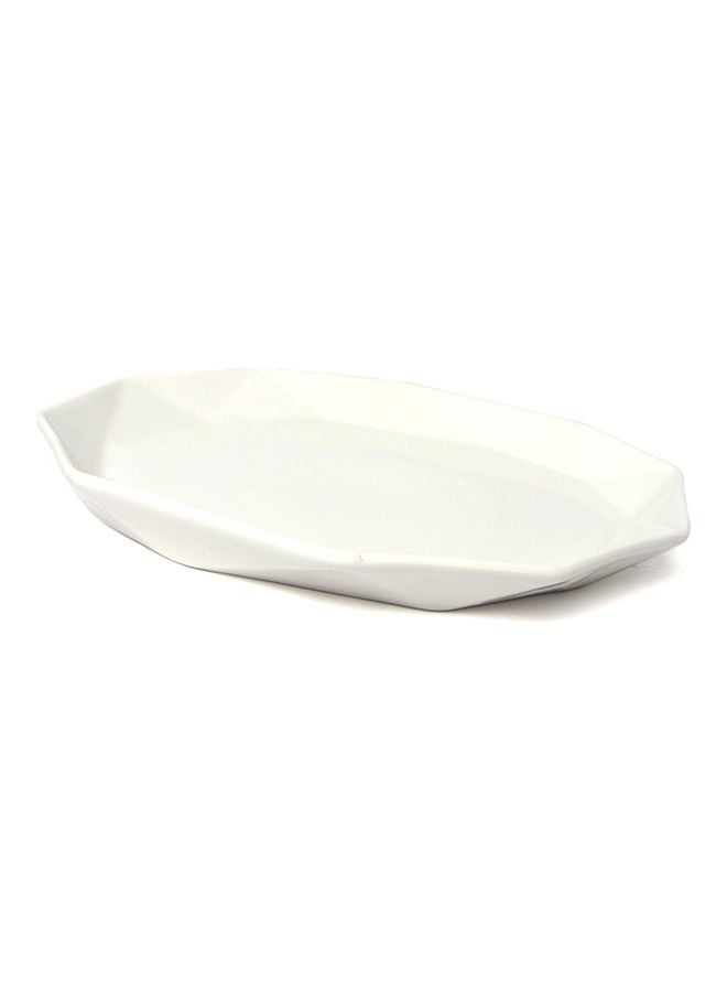 Squalo Elegant Porcelain Serving Round Plate With Ribbed Edges White 25cm - Image 3