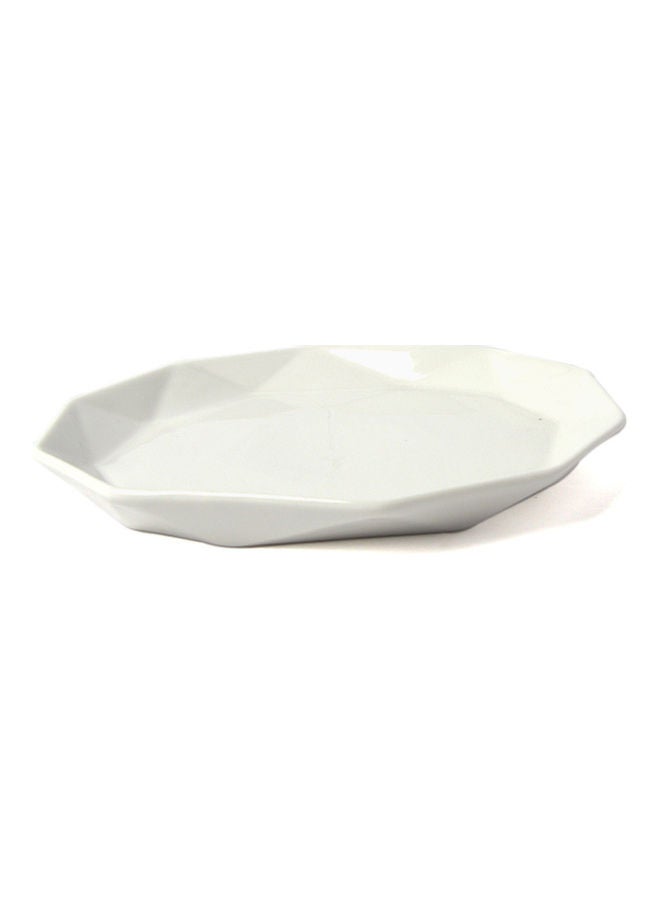 Squalo - Elegant Serving Round Plate With Ribbed Edges White 20.3cm - Image 1