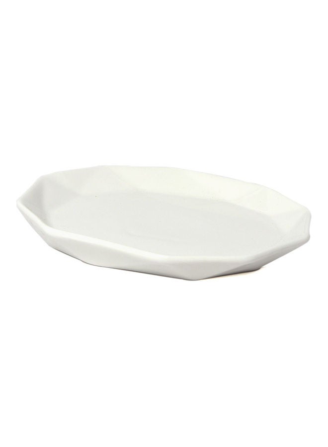 Squalo Elegant Porcelain Serving Round Plate With Ribbed Edges White 15cm - Image 2