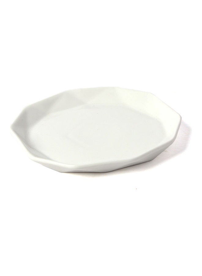 Squalo Elegant Porcelain Serving Round Plate With Ribbed Edges White 15cm - Image 3